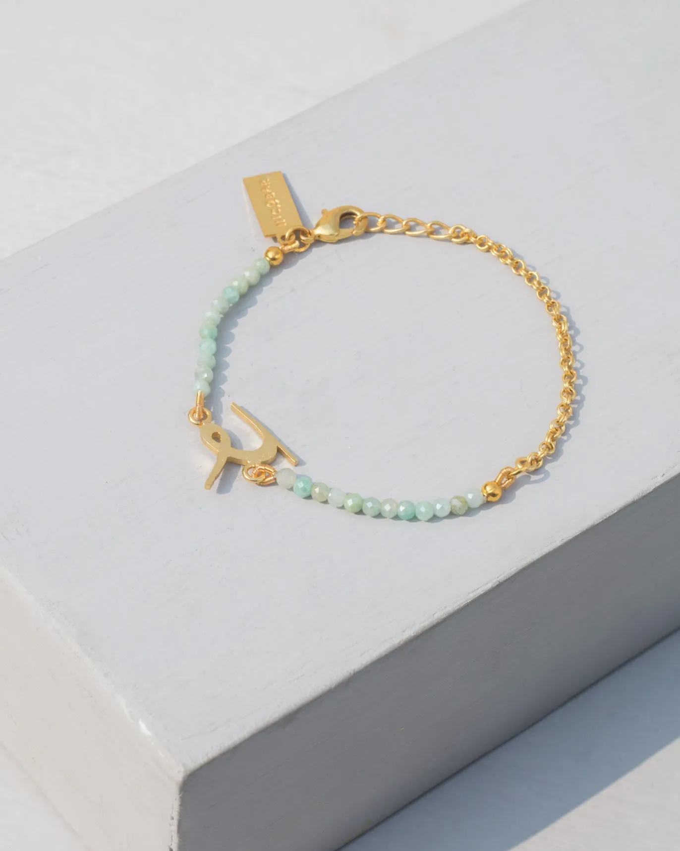 Alphabet R Amazonite Bracelet