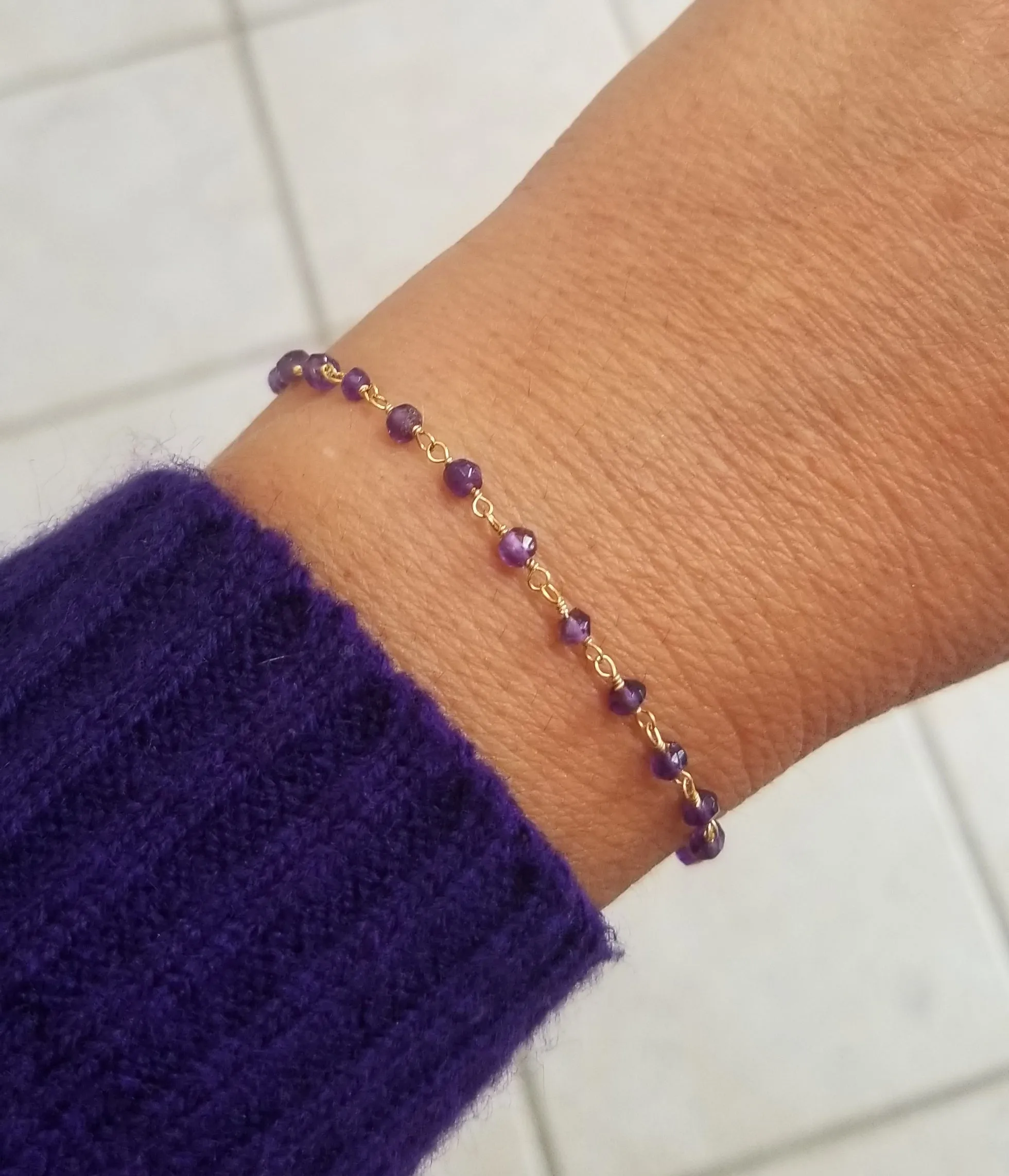 Amethyst Bracelet, Simple Everyday Bracelet