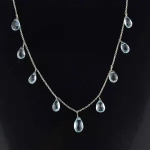 Antique Aquamarine Briolette Fringe Necklace