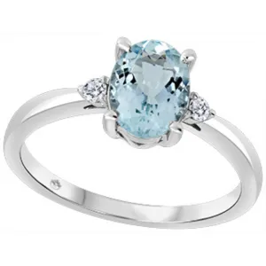 Aquamarine and Diamond Ring