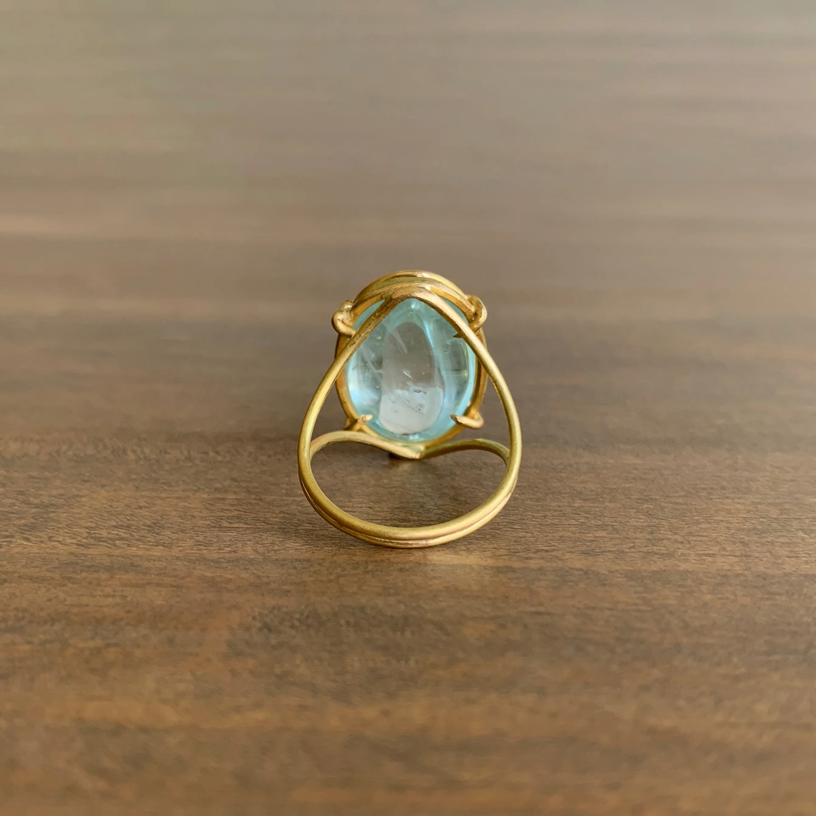 Aquamarine Cabochon Cage Set Ring