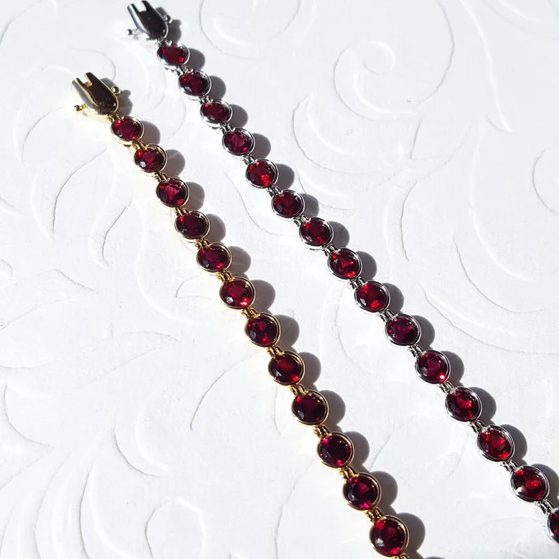 Arizona Anthill Garnet Gold Jewelry Bezel Tennis Bracelet