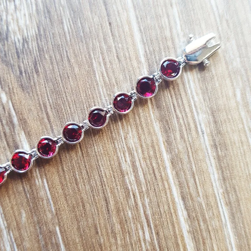 Arizona Anthill Garnet Gold Jewelry Bezel Tennis Bracelet