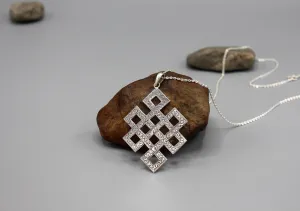 Auspicious Eternal Endless Knot Silver Pendant