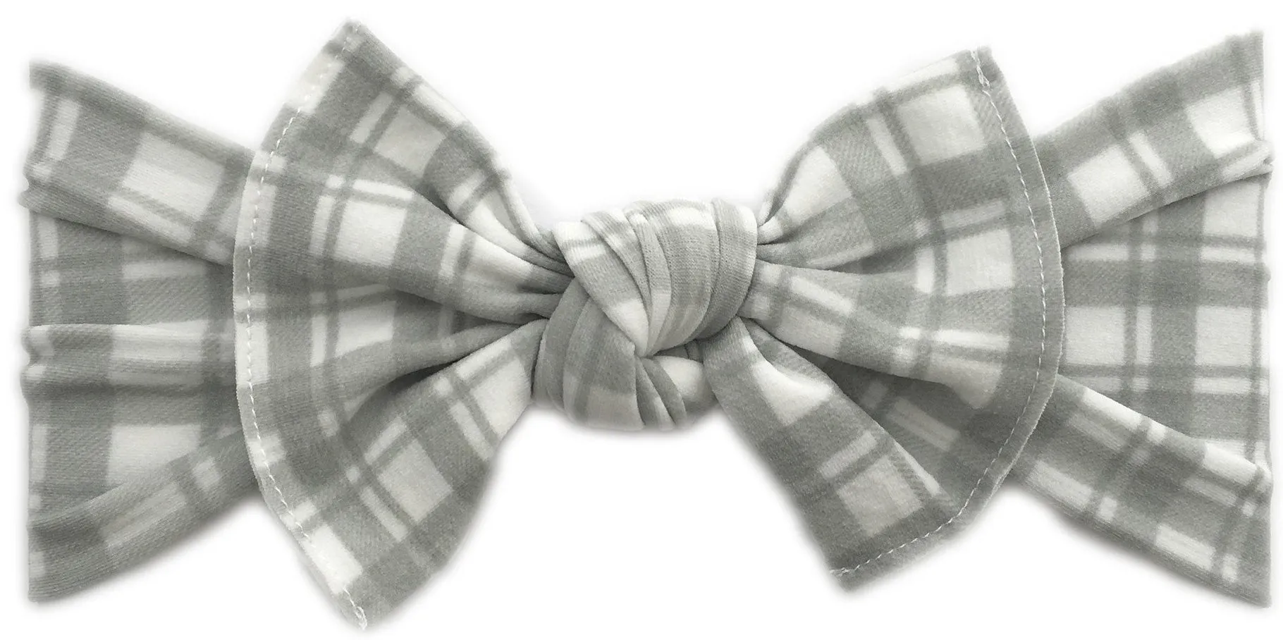 Baby Bling Grey Plaid Printed Knot Headband