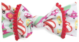 Baby Bling Ornament w/Pom Trimmed Printed Knot Headband