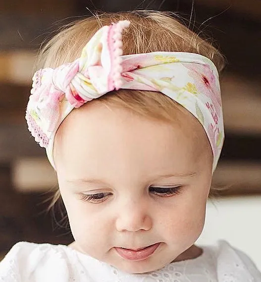 Baby Bling Posey Mini Pom Trimmed Knot Headband