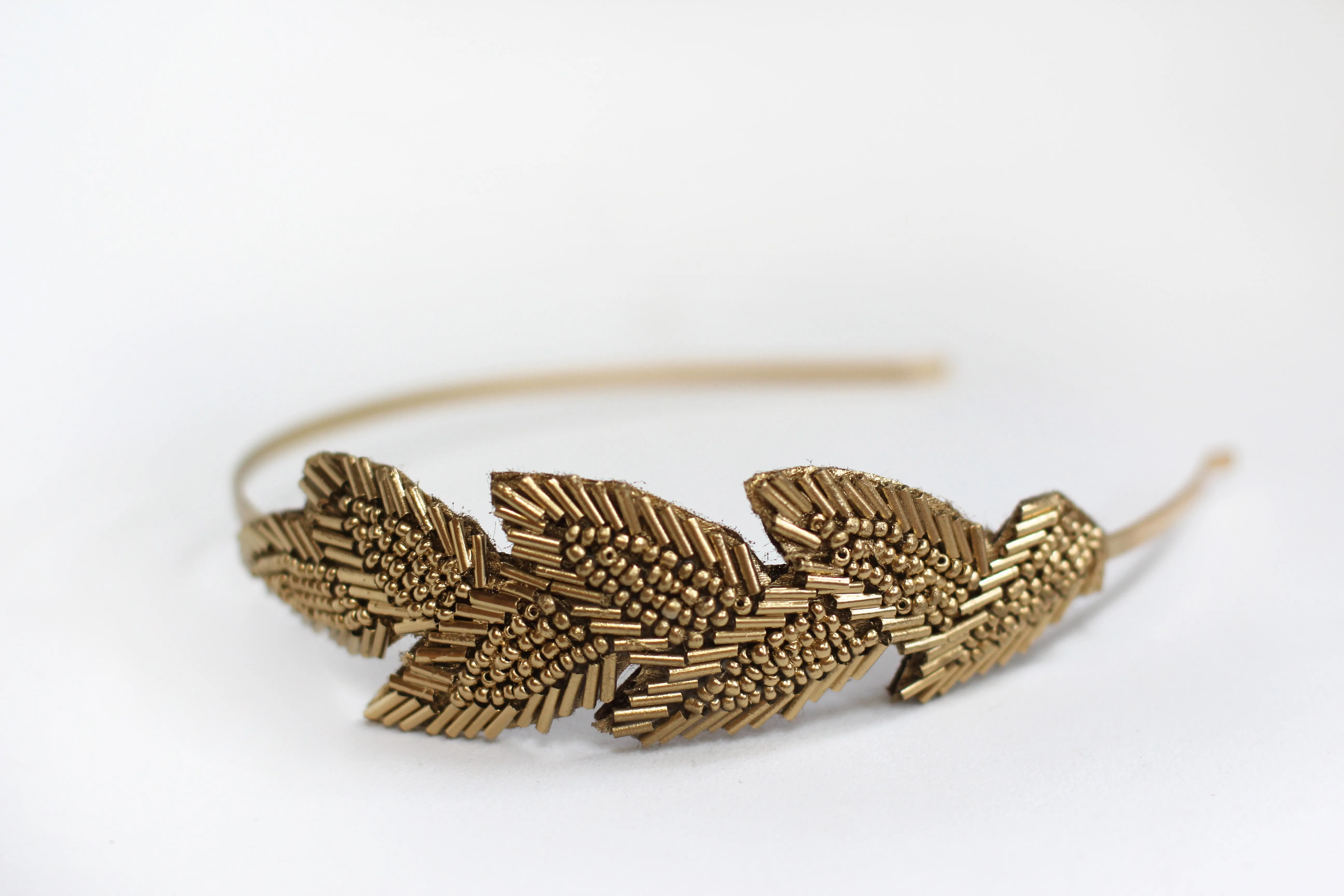 Beaded Leaf Headband