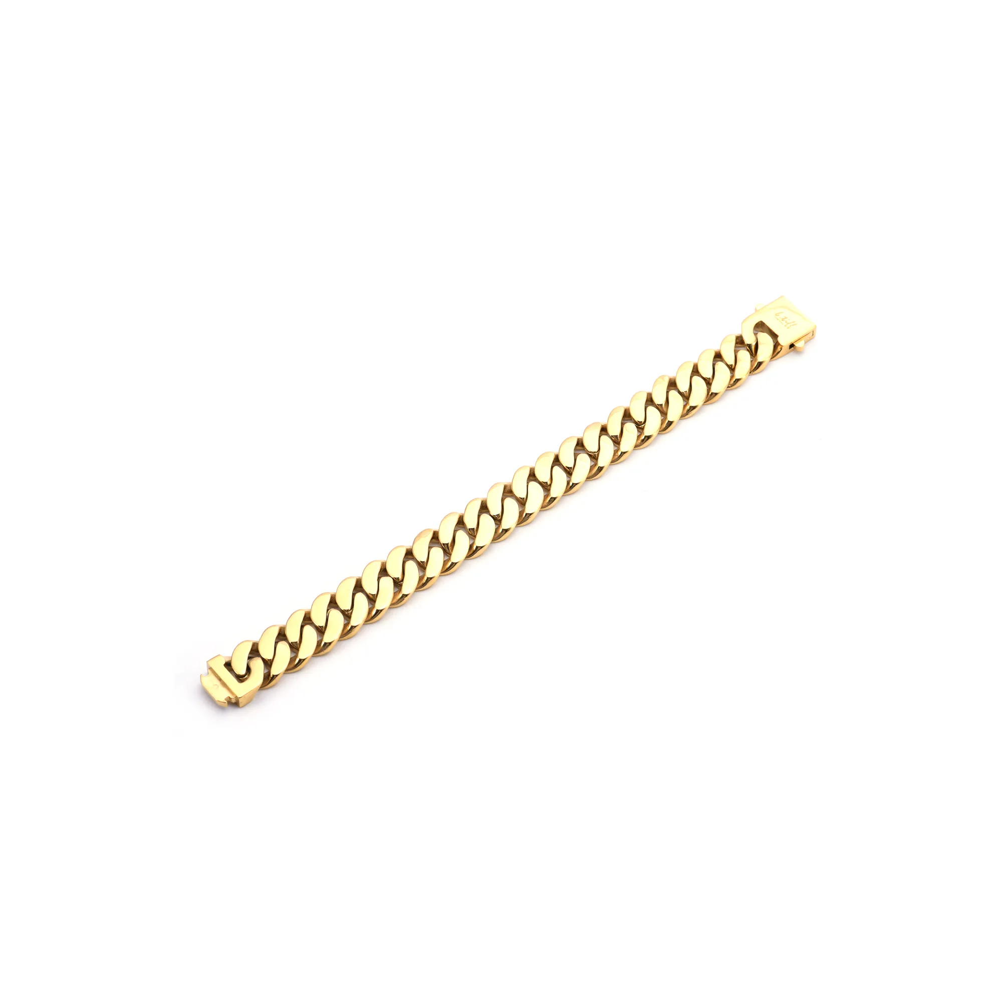 BG160G B.Tiff Flat Cuban Link Gold Plated Stainless Steel Bracelet