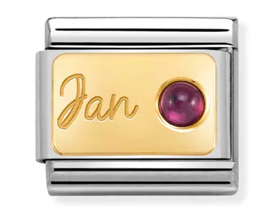 Birthstone 1 - January (Garnet) Gold Charm