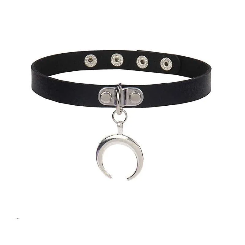 Black Leather Gothic Choker Collection