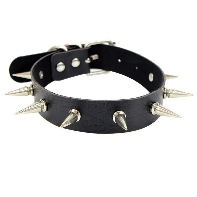 Black Leather Gothic Choker Collection