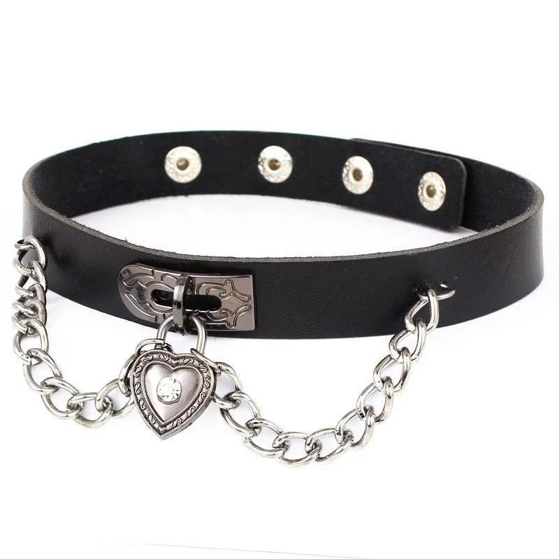 Black Leather Gothic Choker Collection