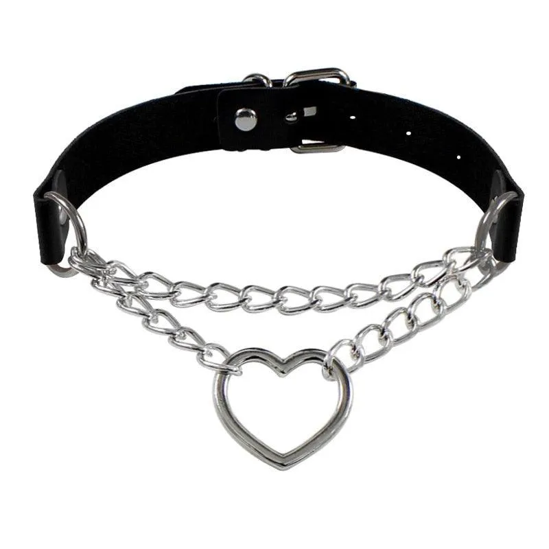 Black Leather Gothic Choker Collection