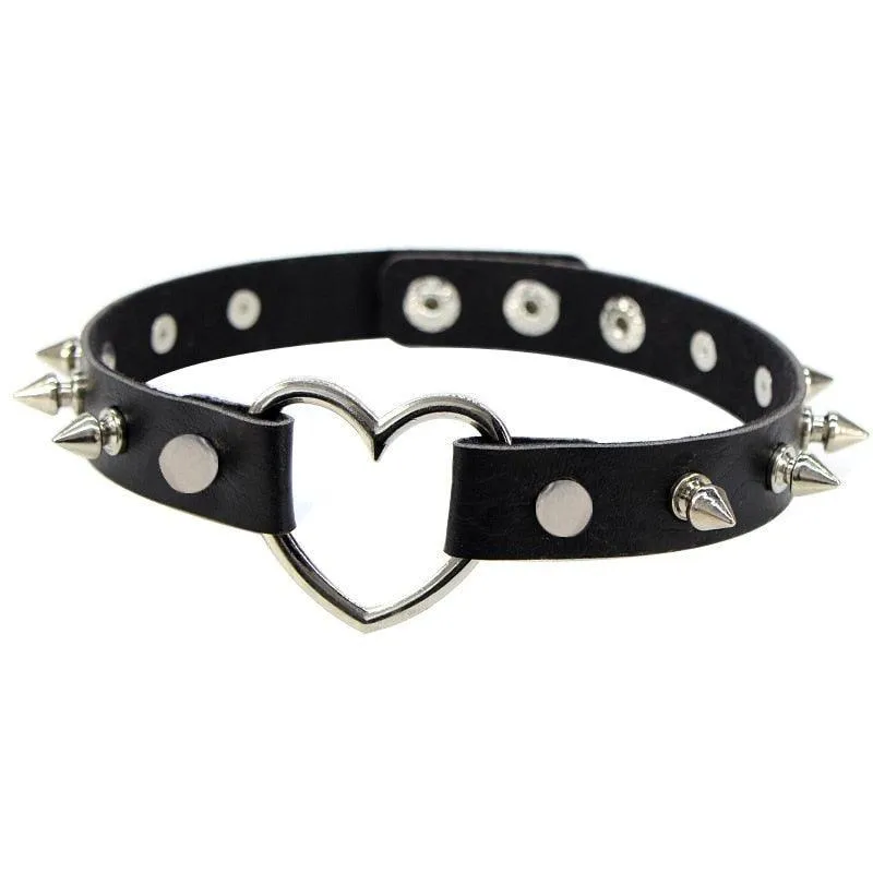 Black Leather Gothic Choker Collection