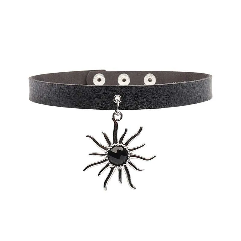 Black Leather Gothic Choker Collection