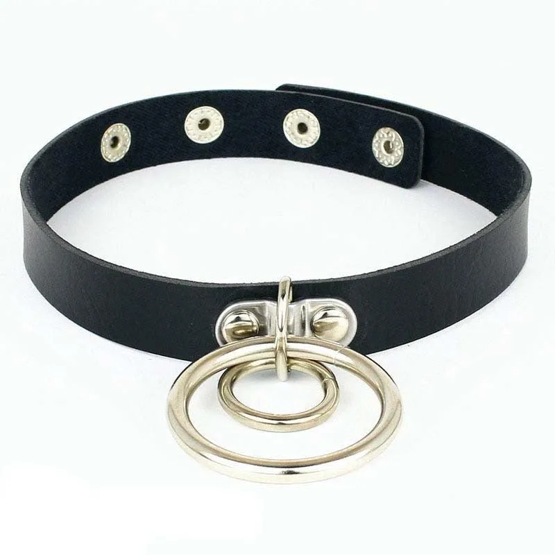 Black Leather Gothic Choker Collection