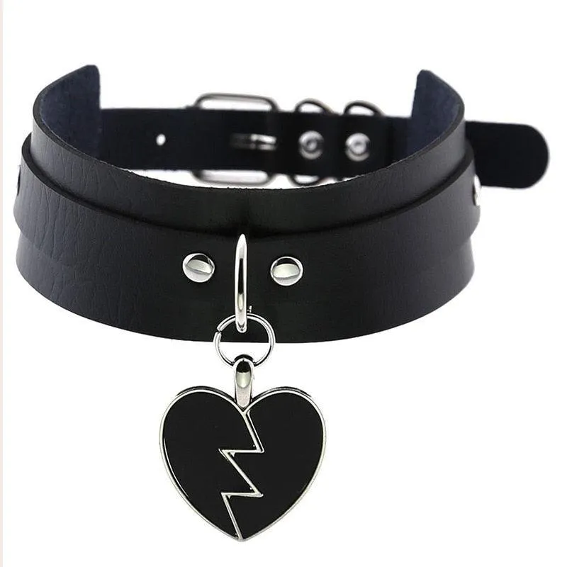 Black Leather Gothic Choker Collection