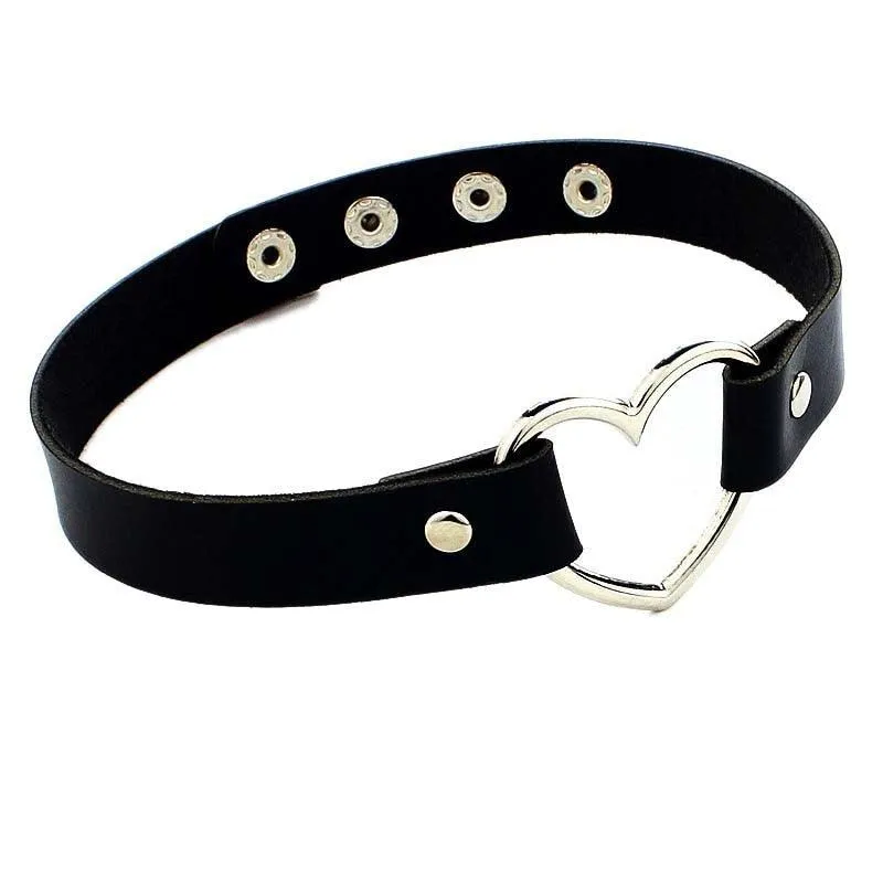 Black Leather Gothic Choker Collection