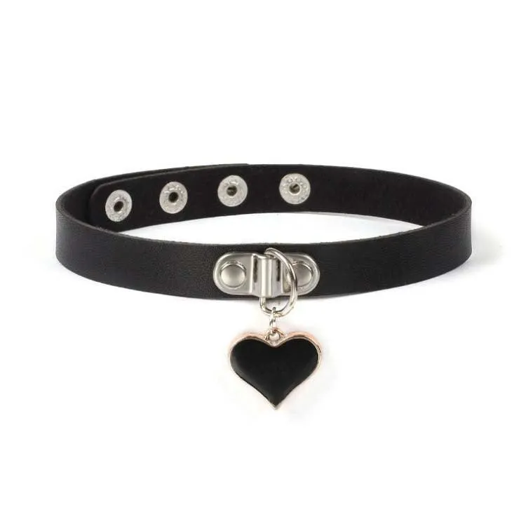 Black Leather Gothic Choker Collection