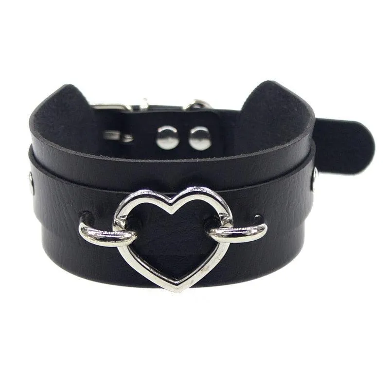 Black Leather Gothic Choker Collection