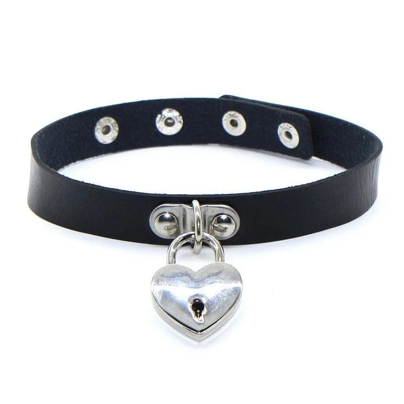 Black Leather Gothic Choker Collection