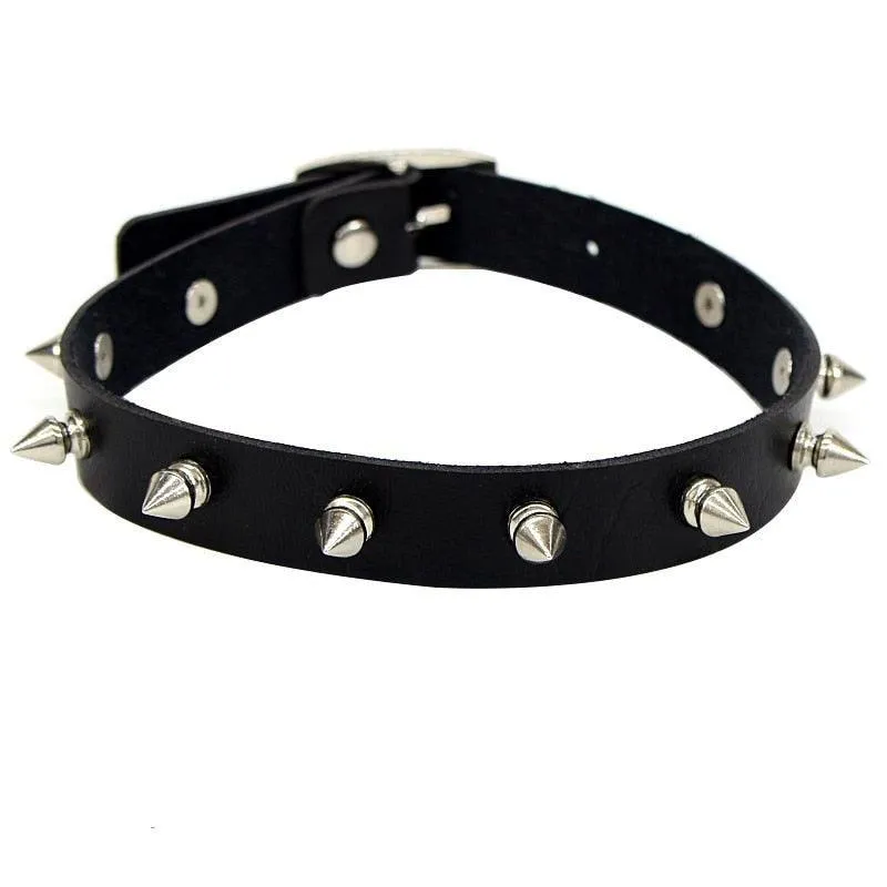 Black Leather Gothic Choker Collection