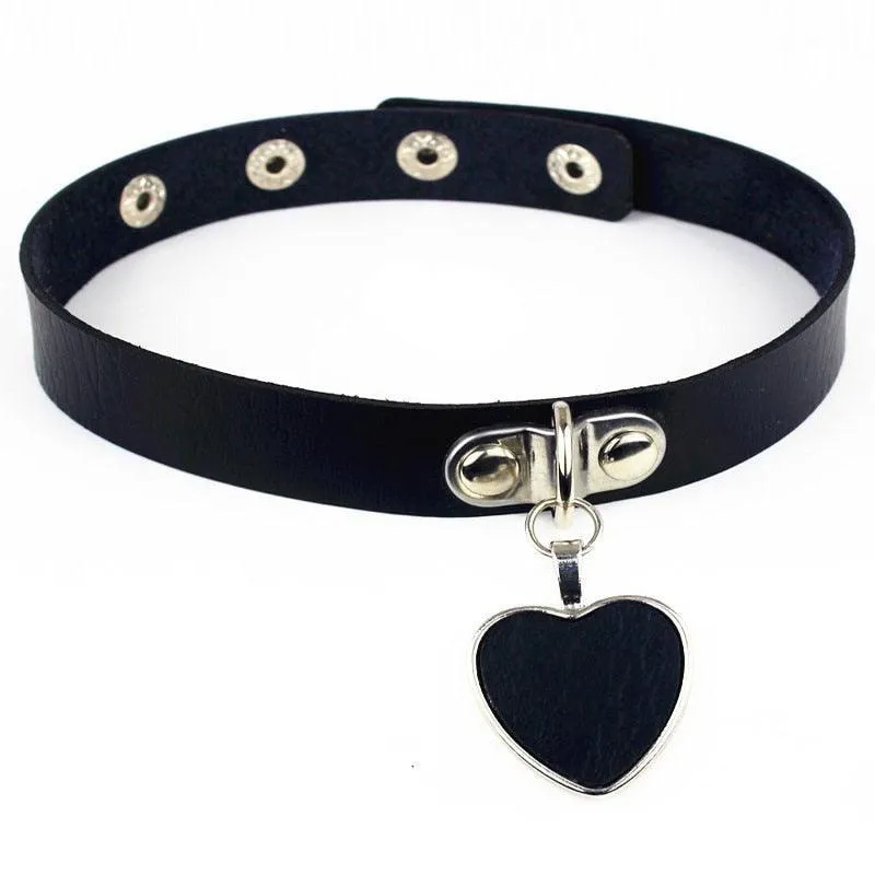 Black Leather Gothic Choker Collection