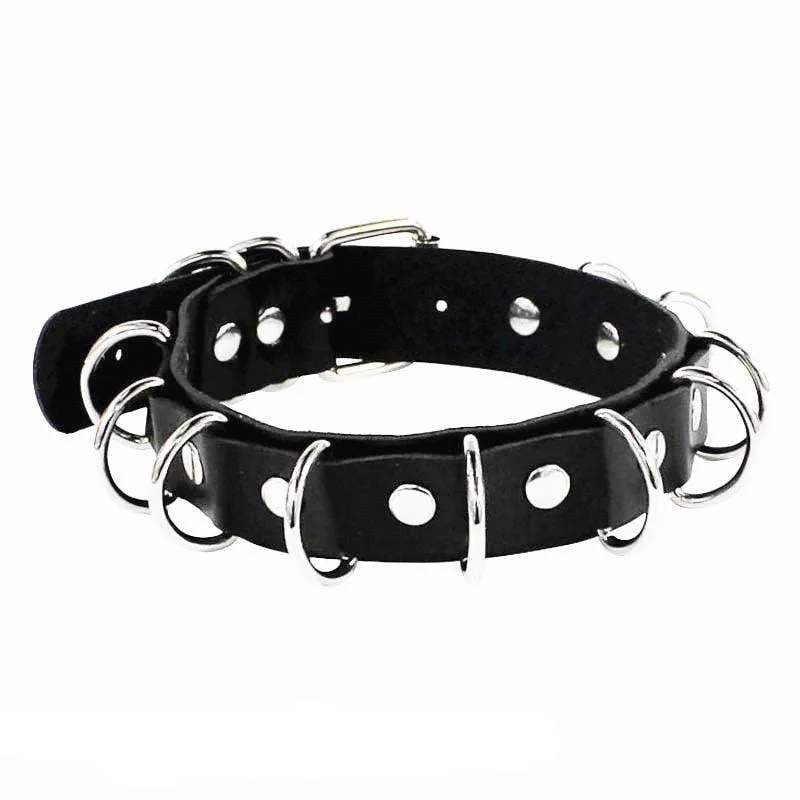 Black Leather Gothic Choker Collection