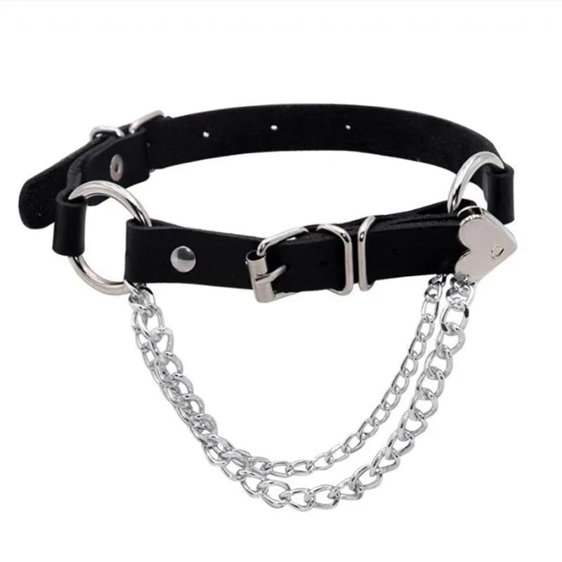 Black Leather Gothic Choker Collection