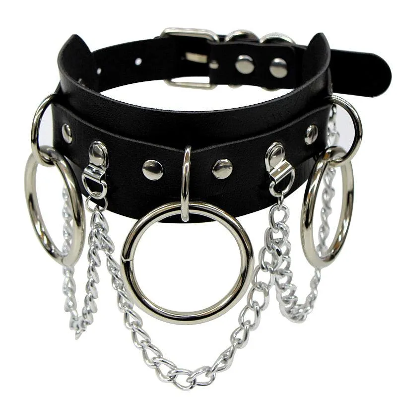 Black Leather Gothic Choker Collection