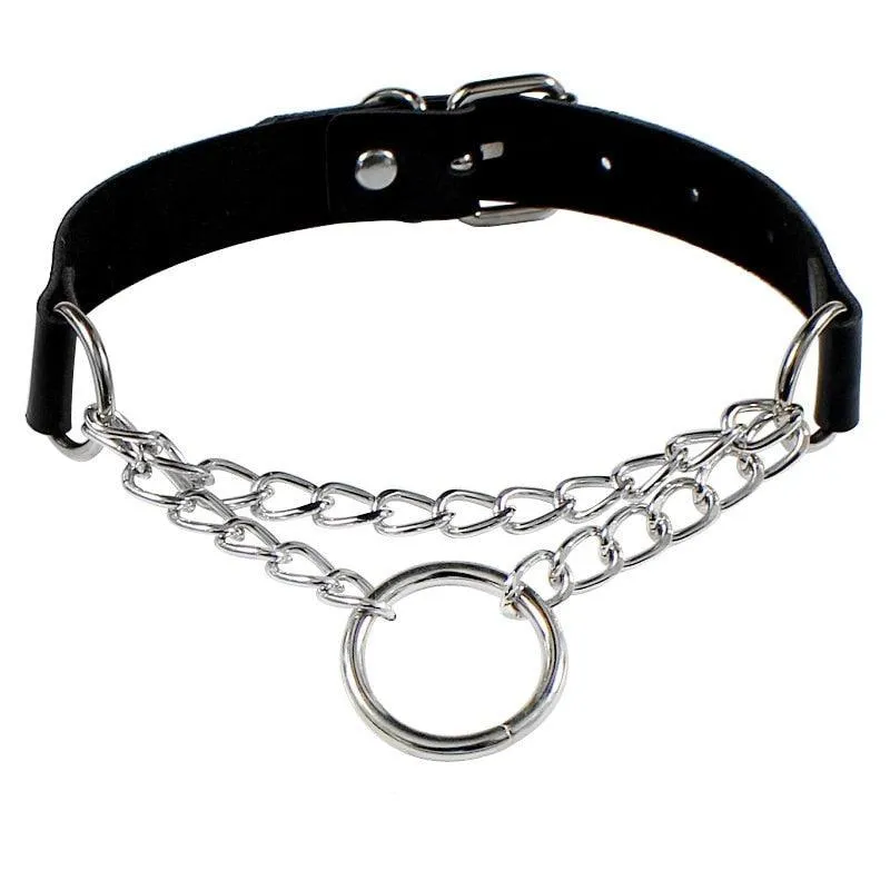 Black Leather Gothic Choker Collection