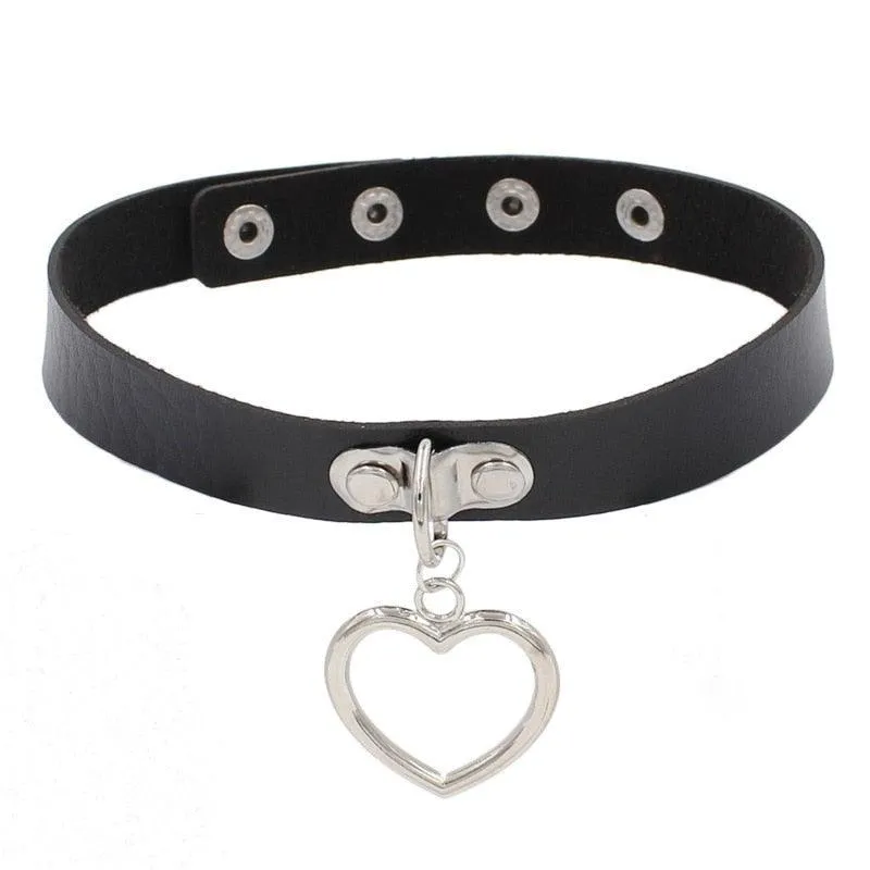 Black Leather Gothic Choker Collection