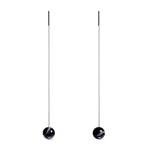 Black Line Agate | .925 Sterling Silver | Gemstone Chain Drop Threader Earrings