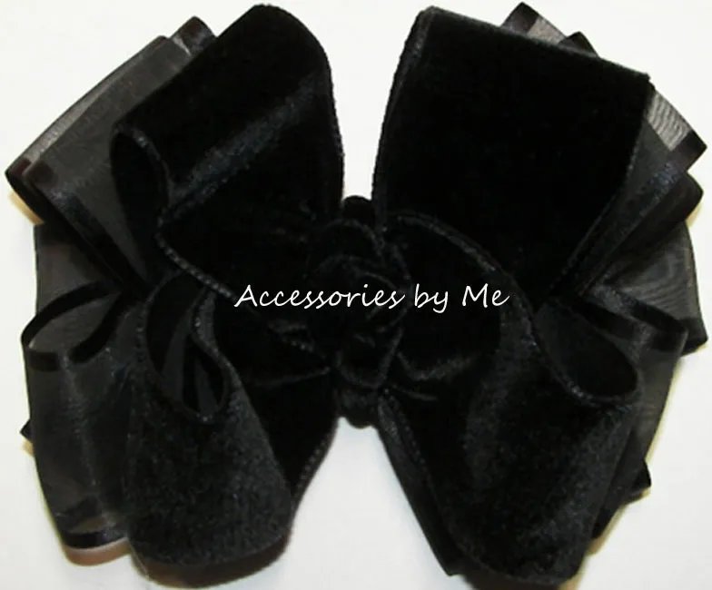 Black Velvet Organza Hair Bow