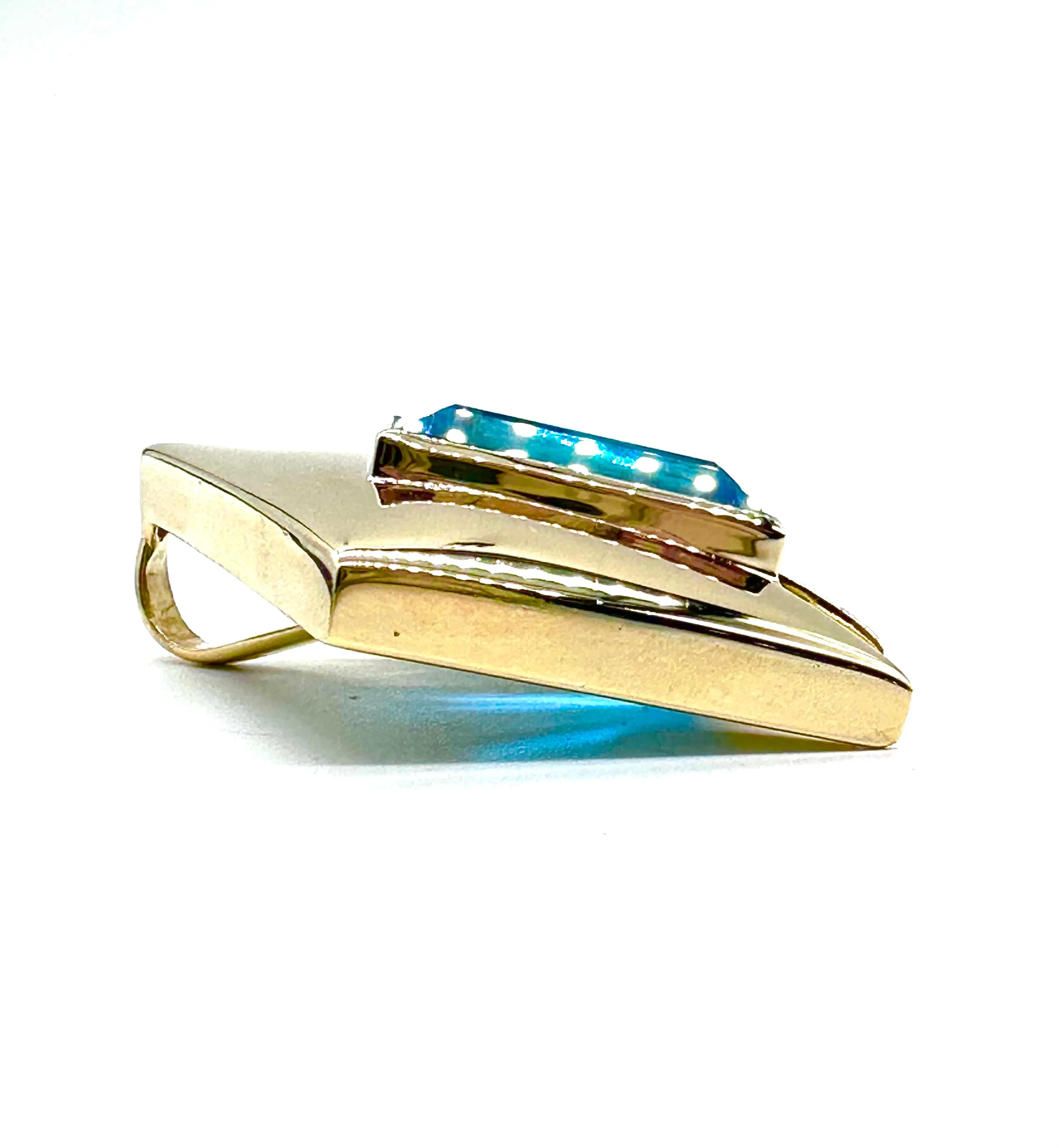 Blue topaz asymmetrical slide pendant