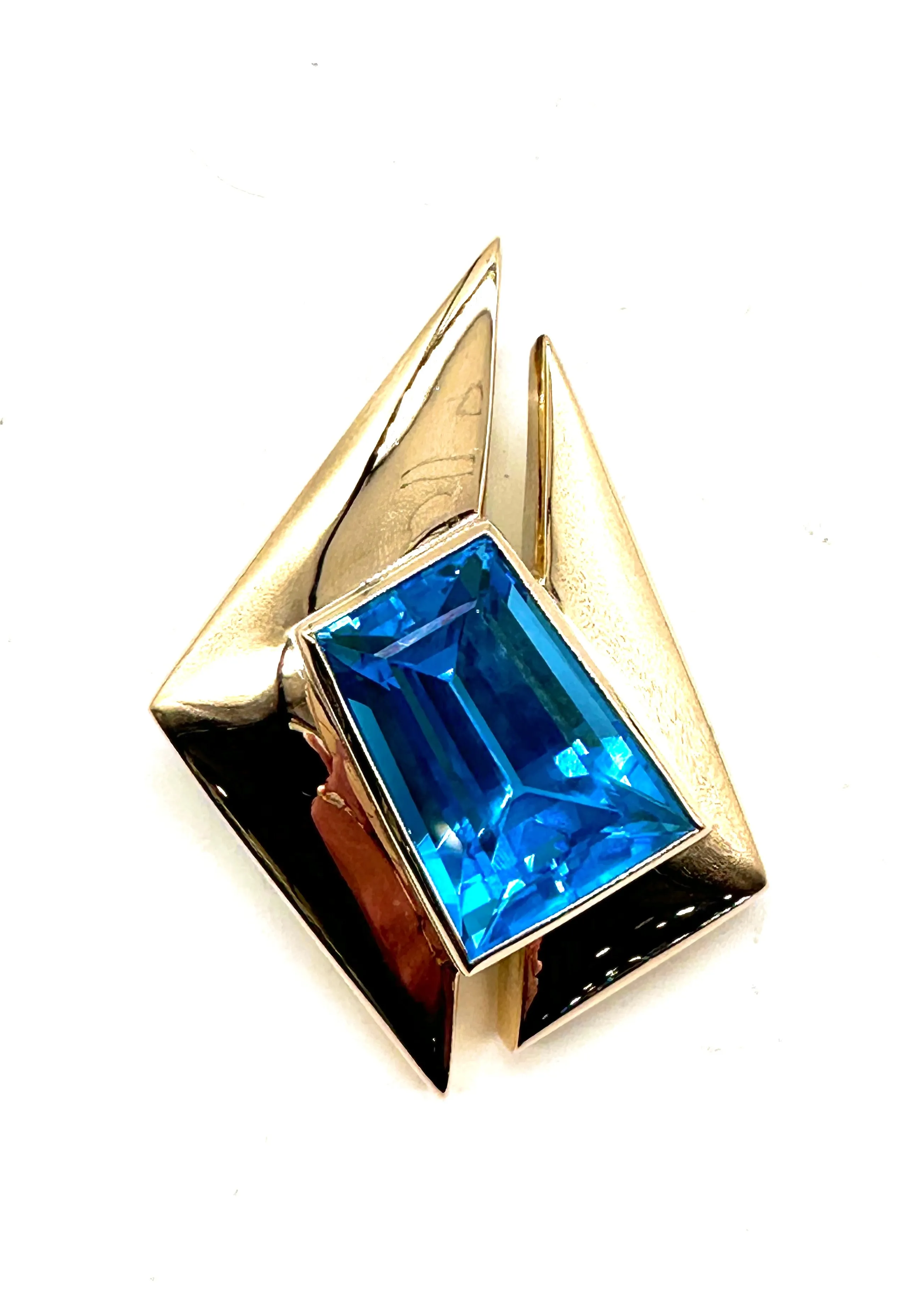 Blue topaz asymmetrical slide pendant