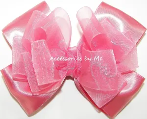 Blush Pink Organza Satin Hair Bow