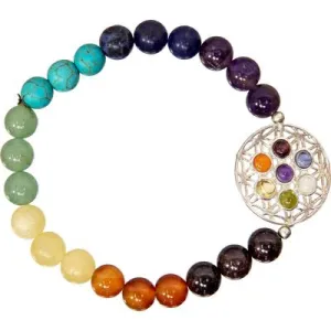 Bracelet - 7 Chakras - Flower Of Life & Chakra Stones