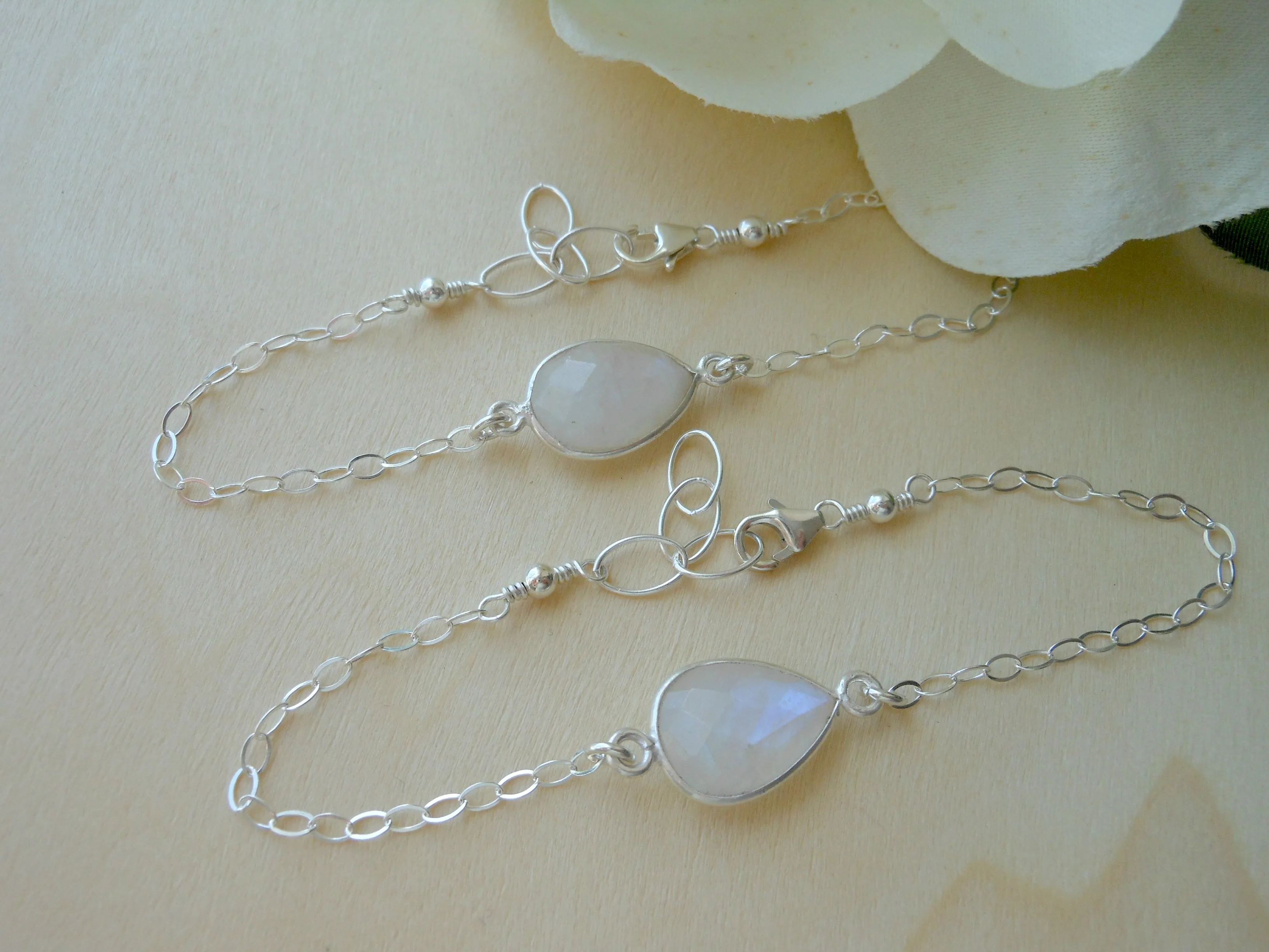 Bridesmaid Bracelet, Sterling Silver Moonstone Bracelet, Thank You Gift Bridesmaid