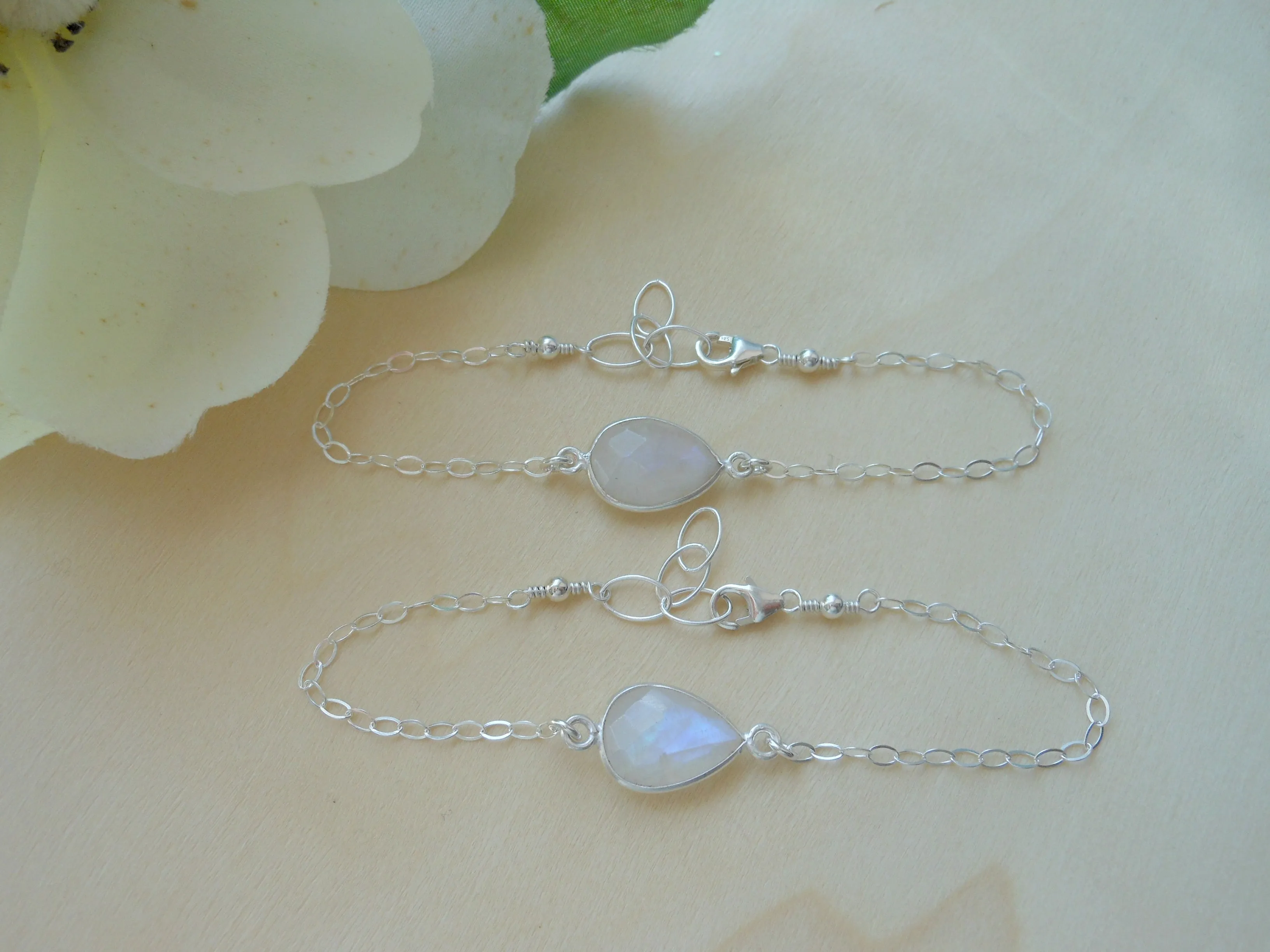 Bridesmaid Bracelet, Sterling Silver Moonstone Bracelet, Thank You Gift Bridesmaid