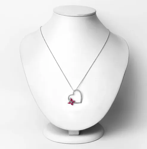 Butterfly on a Heart Necklace Genuine Gemstones 925 Sterling Silver