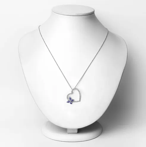 Butterfly on a Heart Necklace Genuine Gemstones 925 Sterling Silver