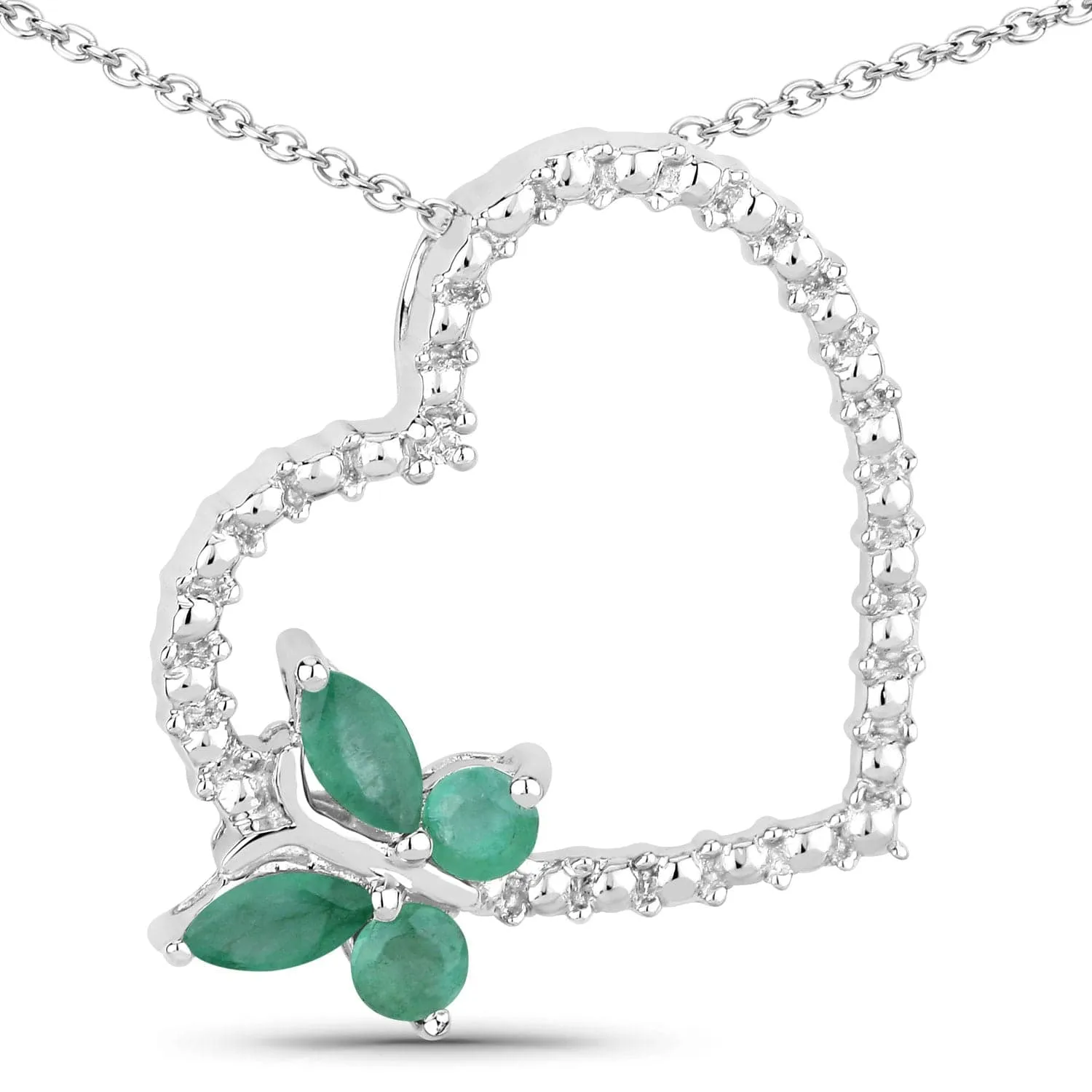 Butterfly on a Heart Necklace Genuine Gemstones 925 Sterling Silver