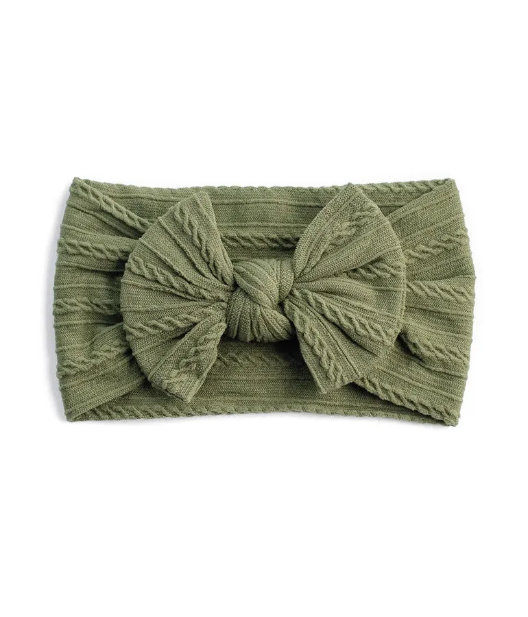 Cable Bow Headband - Olive