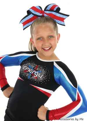 Chevron Blue Black Red Big Cheer Bow