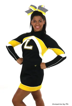 Chevron Yellow Black Cheer Bow