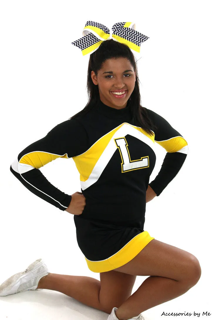 Chevron Yellow Black Cheer Bow