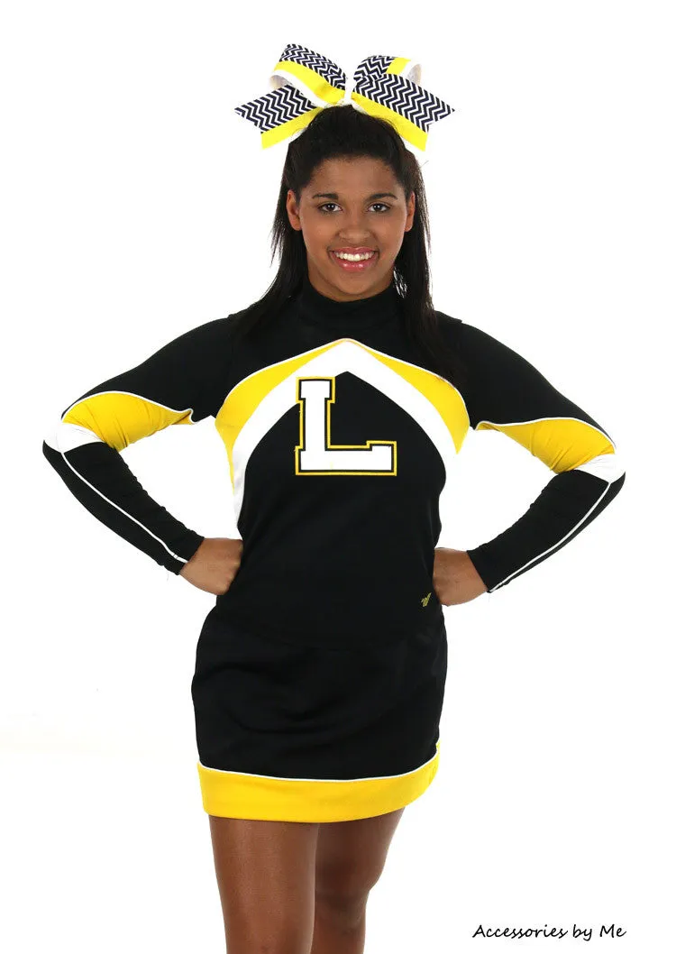 Chevron Yellow Black Cheer Bow