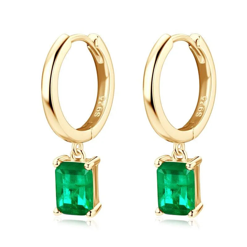 Classic Square Emerald Drop Earrings